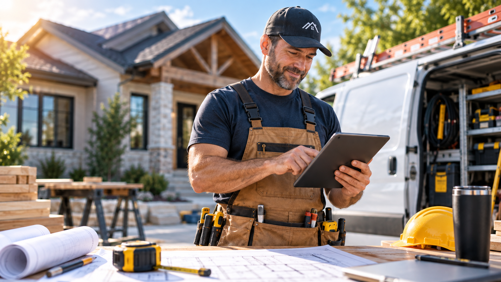 Contractor using connected business tools to manage customer work